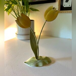 Early 2000s yellow tulip photo holder